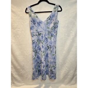 Ann Taylor Factory Store Women's Light Blue Flowery Dress‎ Size 4